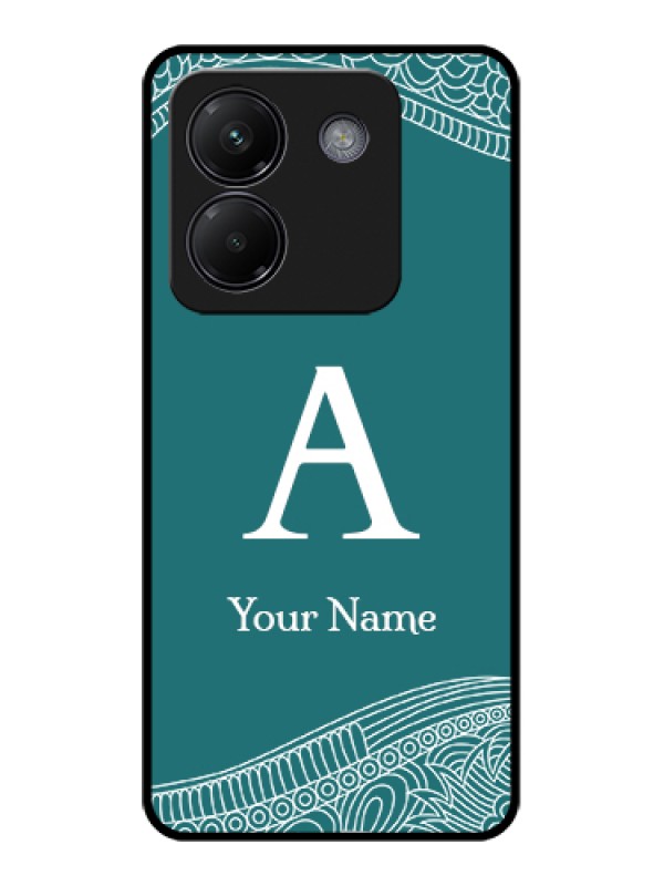 Custom Poco M7 Pro 5G Custom Glass Phone Case - Line Art Pattern With Custom Name Design