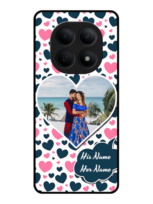 Custom Poco M8 5G Custom Glass Phone Case - Pink & Blue Heart Design