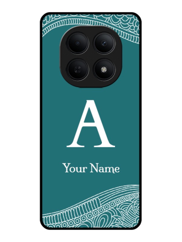 Custom Poco M8 5G Custom Glass Phone Case - Line Art Pattern With Custom Name Design