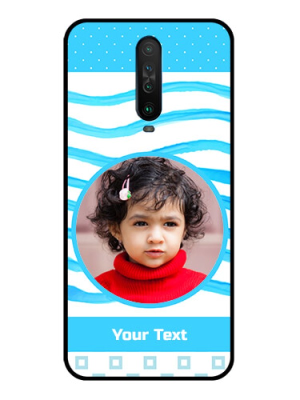 Custom Poco X2 Custom Glass Phone Case  - Simple Blue Case Design