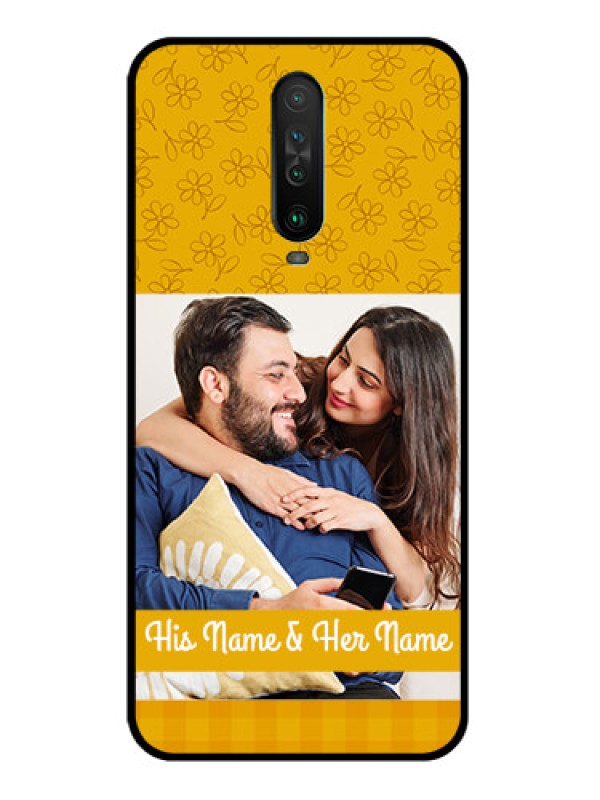 Custom Poco X2 Custom Glass Mobile Case  - Yellow Floral Design