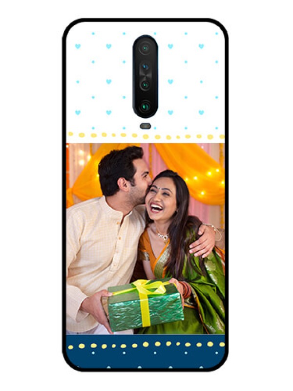 Custom Poco X2 Personalized Glass Phone Case  - White and Blue Abstract Design