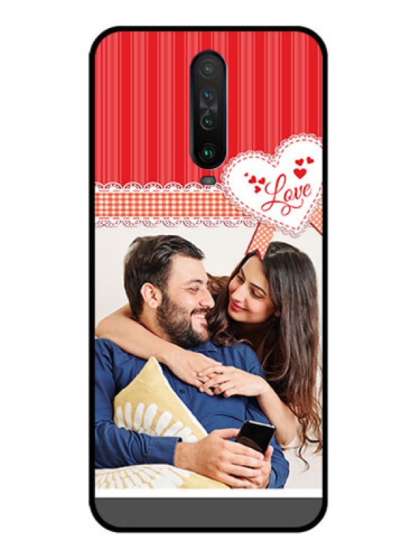 Custom Poco X2 Custom Glass Mobile Case  - Red Love Pattern Design