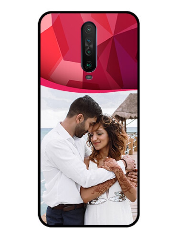 Custom Poco X2 Custom Glass Mobile Case  - Red Abstract Design