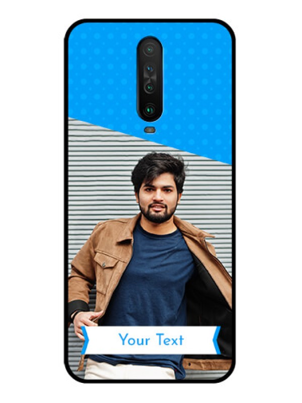 Custom Poco X2 Photo Printing on Glass Case  - Simple Blue Color Design
