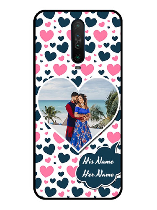 Custom Poco X2 Custom Glass Phone Case  - Pink & Blue Heart Design