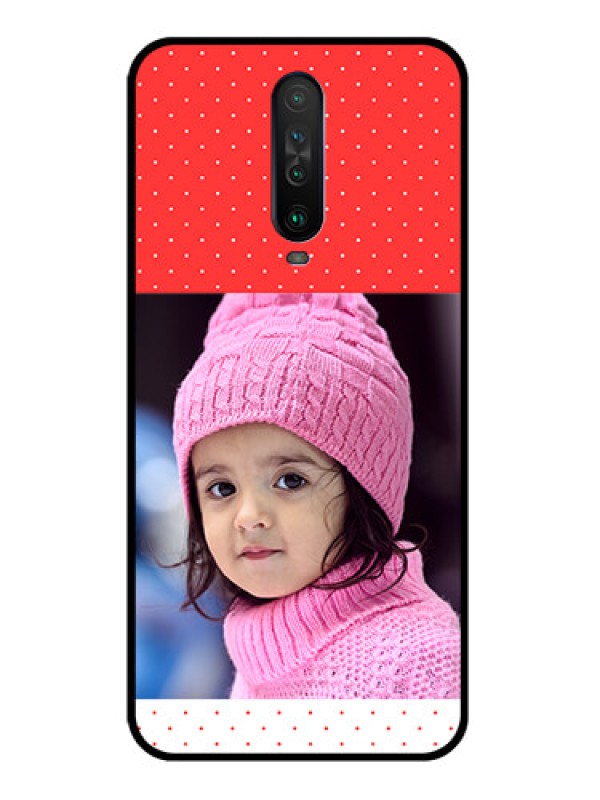 Custom Poco X2 Photo Printing on Glass Case  - Red Pattern Design