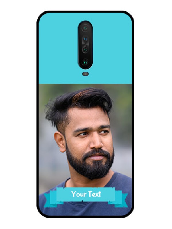 Custom Poco X2 Personalized Glass Phone Case  - Simple Blue Color Design