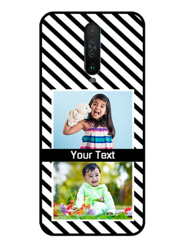 Custom Poco X2 Photo Printing on Glass Case  - Black And White Stripes Design