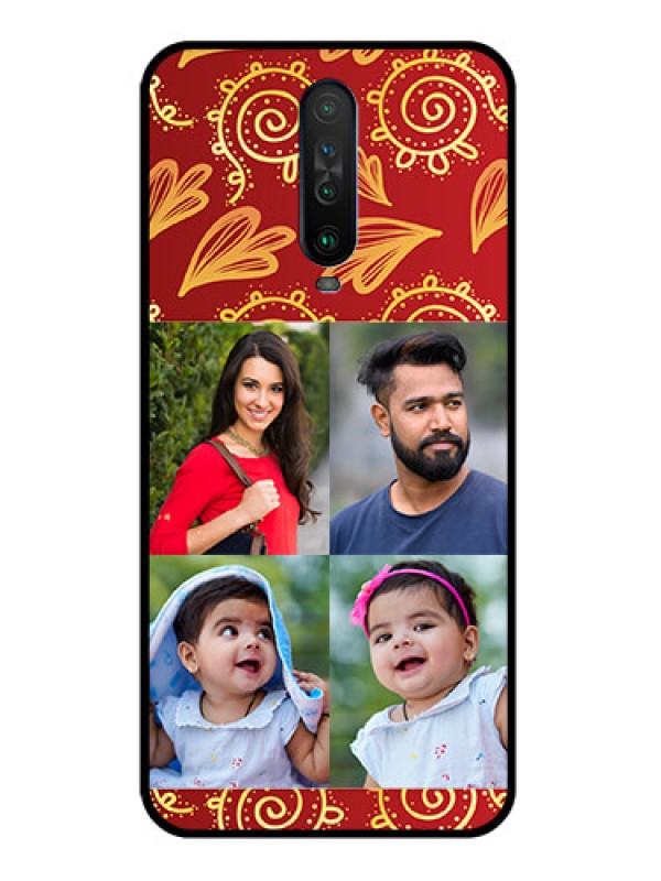 Custom Poco X2 Photo Printing on Glass Case  - 4 Image Traditional Design