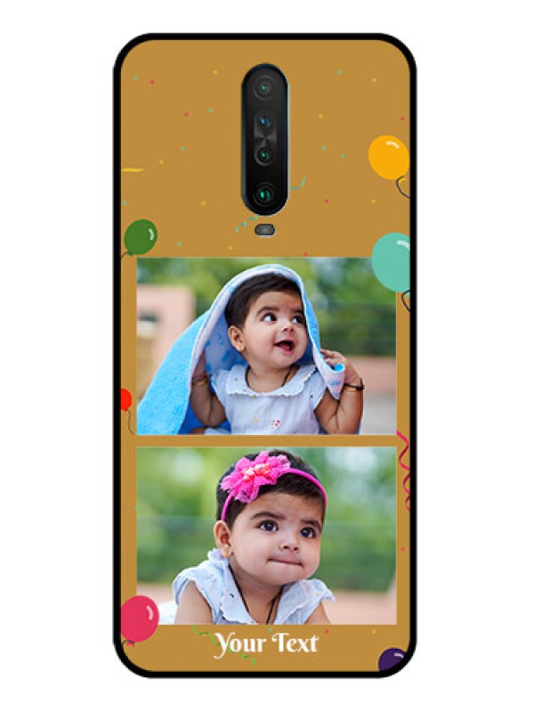Custom Poco X2 Personalized Glass Phone Case  - Image Holder with Birthday Celebrations Design