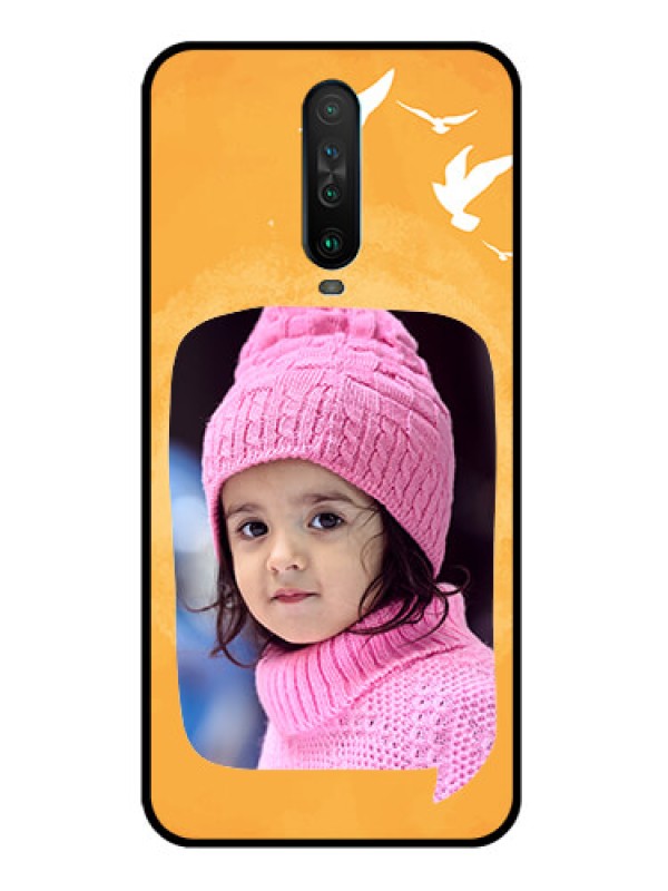 Custom Poco X2 Personalized Glass Phone Case  - Water Color Design with Bird Icons