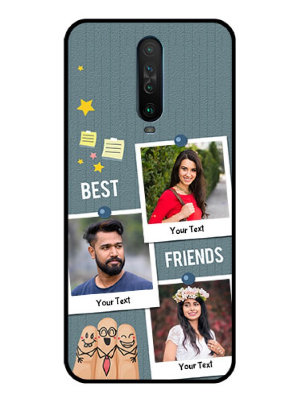 Custom Poco X2 Personalized Glass Phone Case  - Sticky Frames and Friendship Design