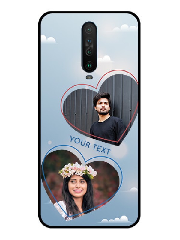 Custom Poco X2 Custom Glass Mobile Case  - Blue Color Couple Design 