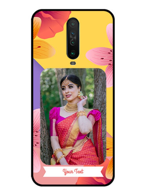Custom Poco X2 Custom Glass Mobile Case  - 3 Image With Vintage Floral Design