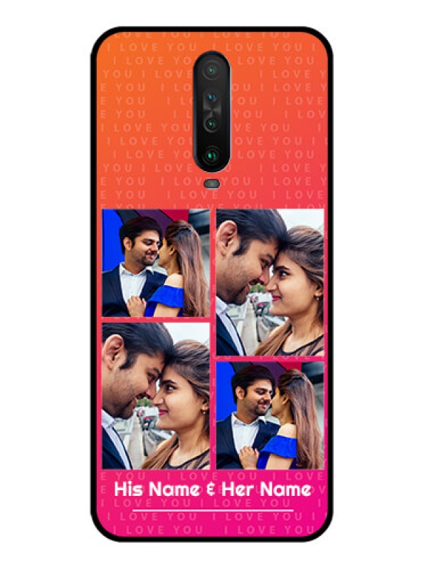 Custom Poco X2 Custom Glass Phone Case  - I Love You Pink Design