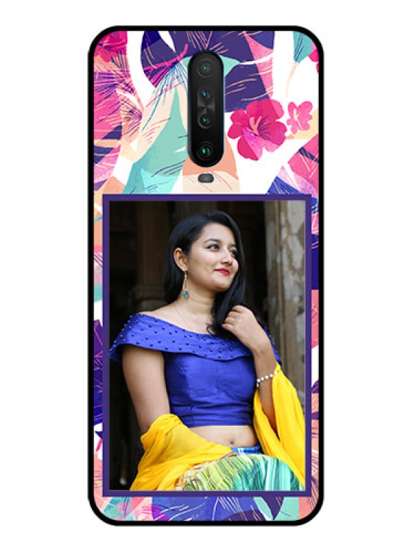Custom Poco X2 Custom Glass Mobile Case  - Abstract Floral Design
