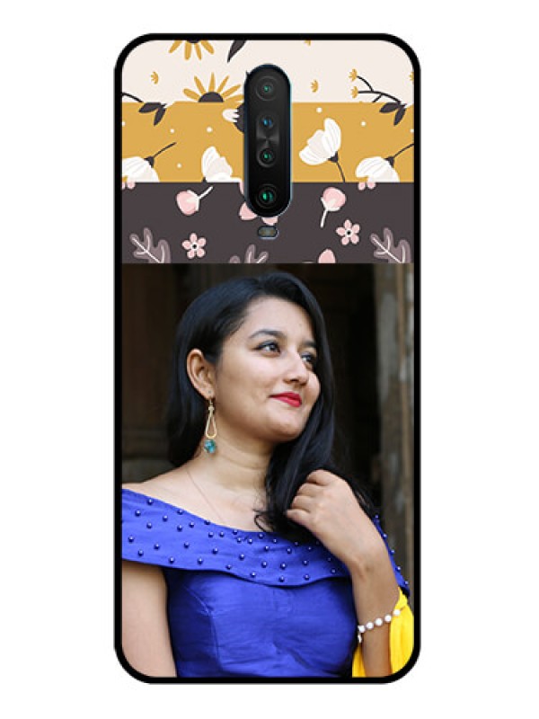 Custom Poco X2 Custom Glass Phone Case  - Stylish Floral Design