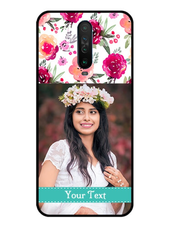 Custom Poco X2 Custom Glass Phone Case  - Watercolor Floral Design
