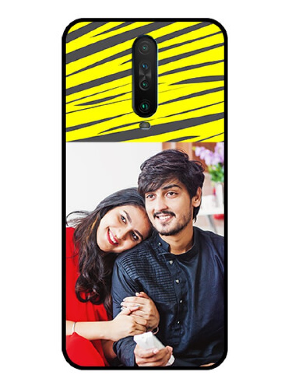 Custom Poco X2 Photo Printing on Glass Case  - Yellow Abstract Design