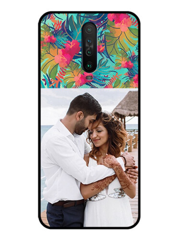 Custom Poco X2 Photo Printing on Glass Case  - Watercolor Floral Design