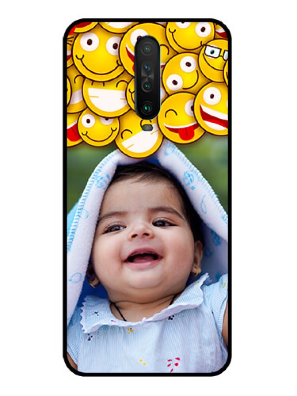 Custom Poco X2 Custom Glass Mobile Case  - with Smiley Emoji Design
