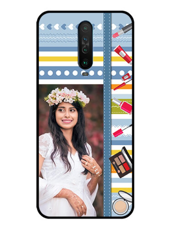 Custom Poco X2 Personalized Glass Phone Case  - Makeup Icons Design