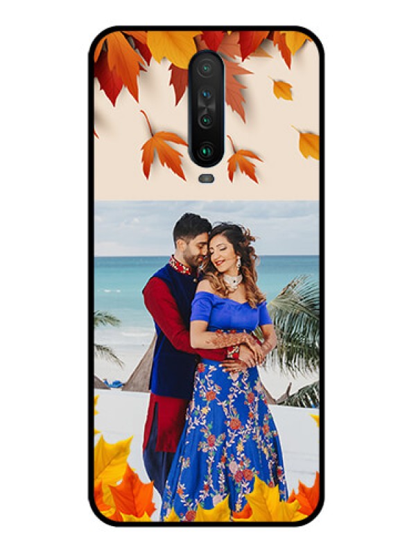 Custom Poco X2 Photo Printing on Glass Case  - Autumn Maple Leaves Design