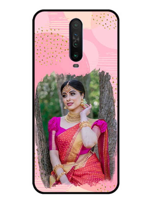 Custom Poco X2 Personalized Glass Phone Case  - Gold Glitter Splash Design