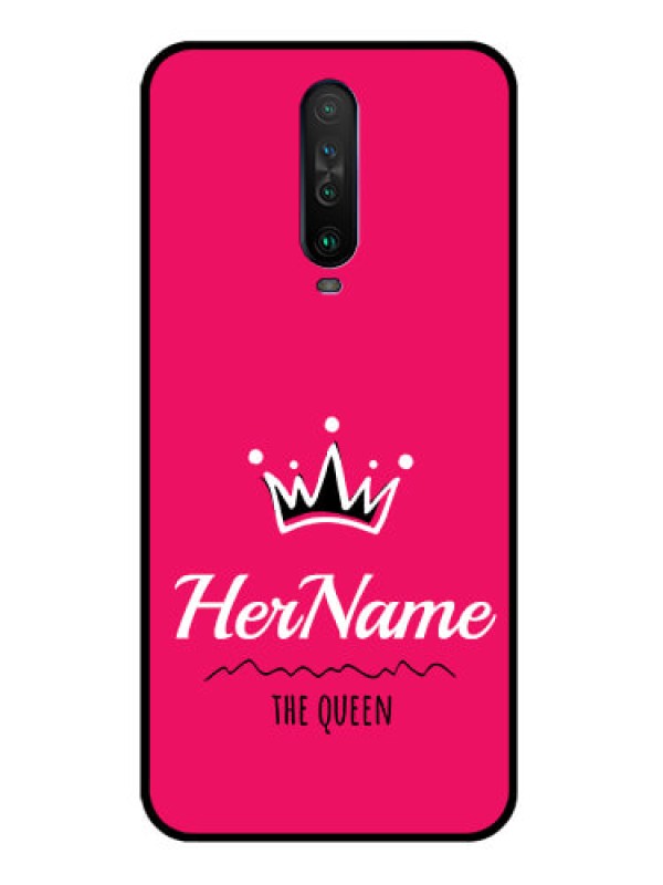 Custom Poco X2 Glass Phone Case Queen with Name
