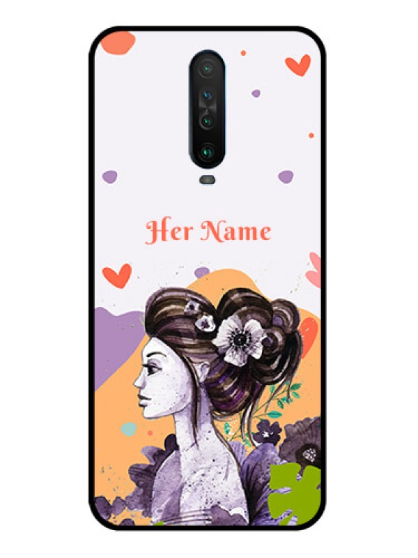 Custom Poco X2 Personalized Glass Phone Case - Woman And Nature Design