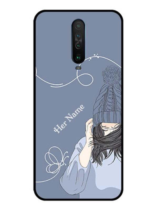 Custom Poco X2 Custom Glass Mobile Case - Girl in winter outfit Design