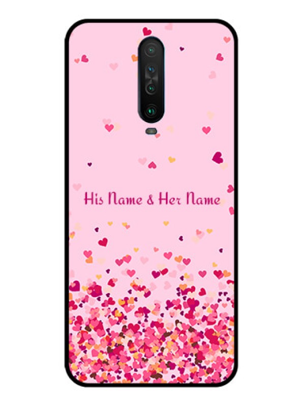 Custom Poco X2 Photo Printing on Glass Case - Floating Hearts Design