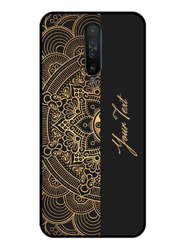 Custom Poco X2 Photo Printing on Glass Case - Mandala art with custom text Design