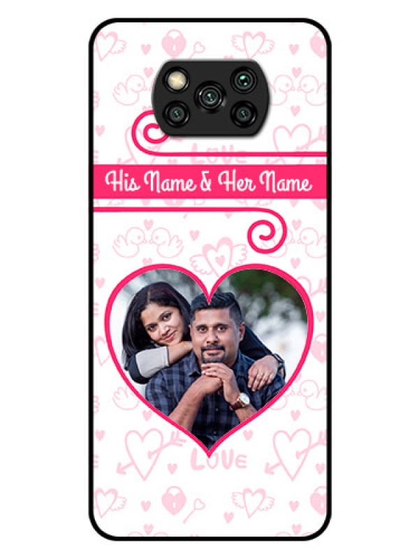 Custom Poco X3 Pro Personalized Glass Phone Case  - Heart Shape Love Design