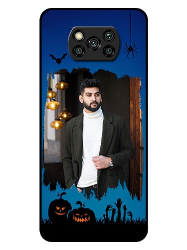 Custom Poco X3 Pro Photo Printing on Glass Case  - with pro Halloween design 