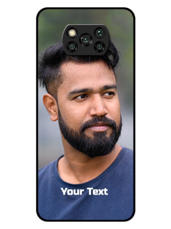 Custom Poco X3 Pro Glass Mobile Cover: Photo with Text