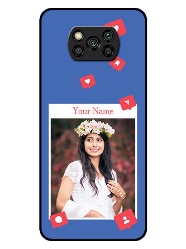 Custom Poco X3 Pro Custom Glass Phone Case - Like Share And Comment Design