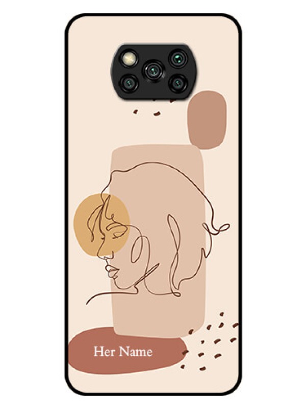 Custom Poco X3 Pro Photo Printing on Glass Case - Calm Woman line art Design