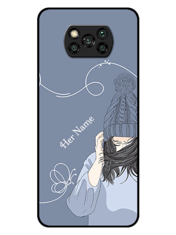 Custom Poco X3 Pro Custom Glass Mobile Case - Girl in winter outfit Design