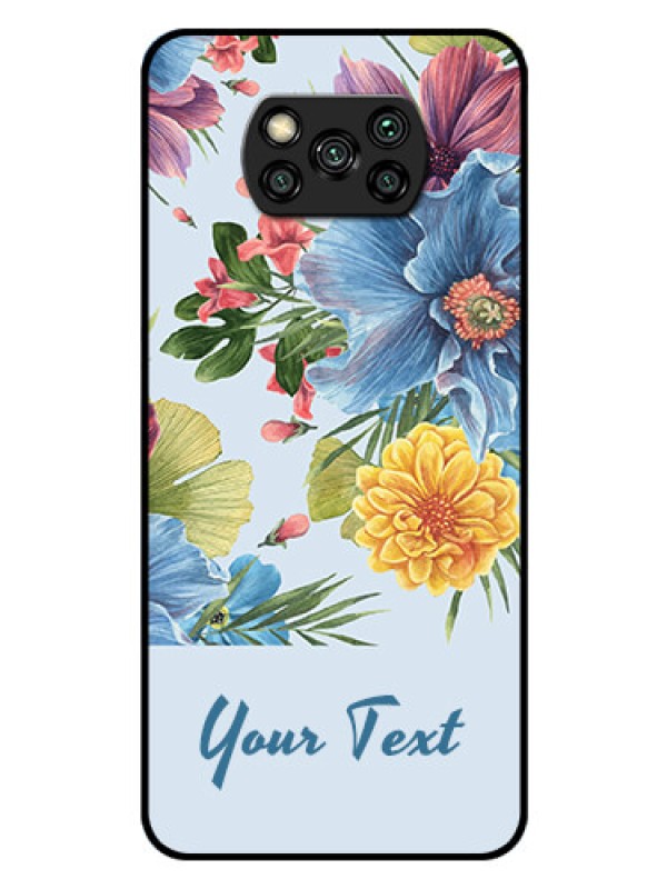 Custom Poco X3 Pro Custom Glass Mobile Case - Stunning Watercolored Flowers Painting Design
