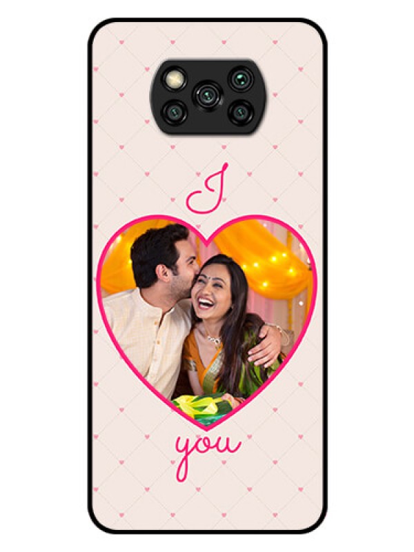 Custom Poco X3 Custom Glass Mobile Case  - Heart Shape Design