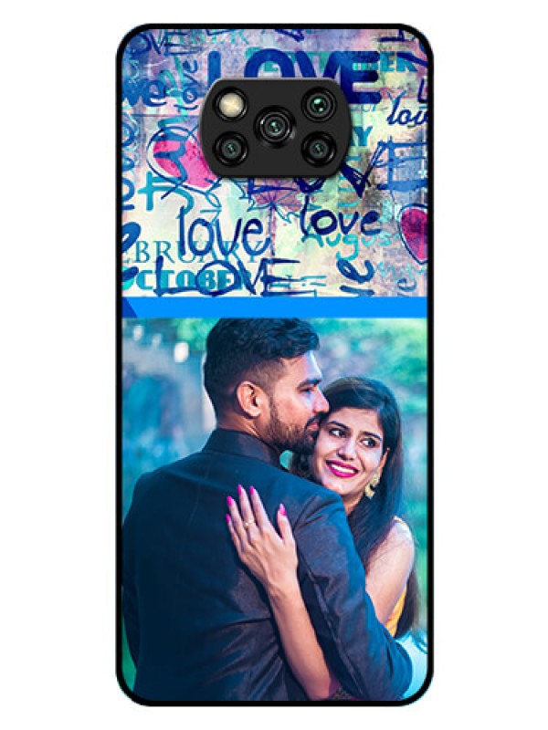 Custom Poco X3 Custom Glass Mobile Case  - Colorful Love Design