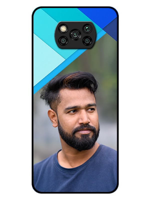 Custom Poco X3 Custom Glass Phone Case  - Blue Pattern Design
