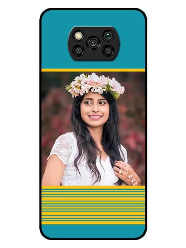 Custom Poco X3 Custom Glass Phone Case  - Yellow & Blue Design 