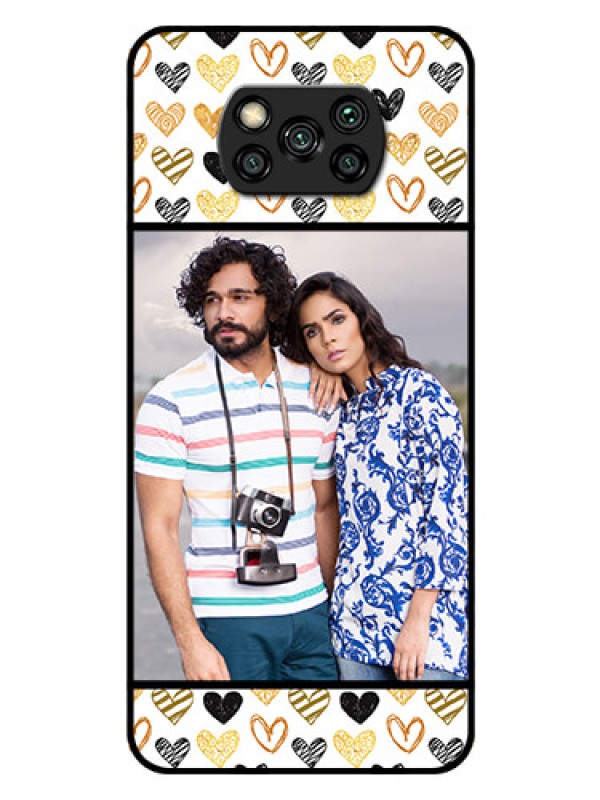 Custom Poco X3 Photo Printing on Glass Case  - Love Symbol Design