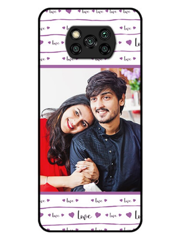 Custom Poco X3 Custom Glass Mobile Case  - Couples Heart Design