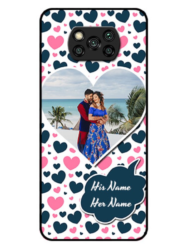 Custom Poco X3 Custom Glass Phone Case  - Pink & Blue Heart Design