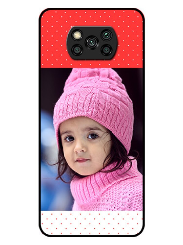 Custom Poco X3 Photo Printing on Glass Case  - Red Pattern Design