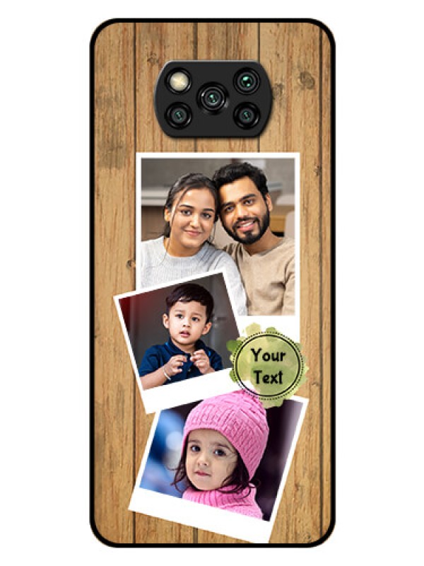 Custom Poco X3 Custom Glass Phone Case  - Wooden Texture Design